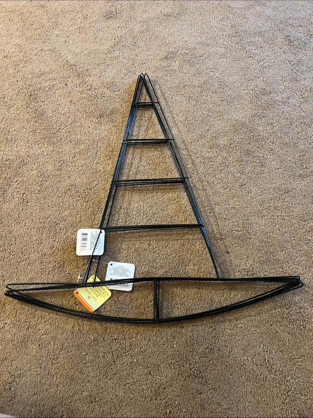 Black Metal Witch Hat Wall Decor or Wreath Form